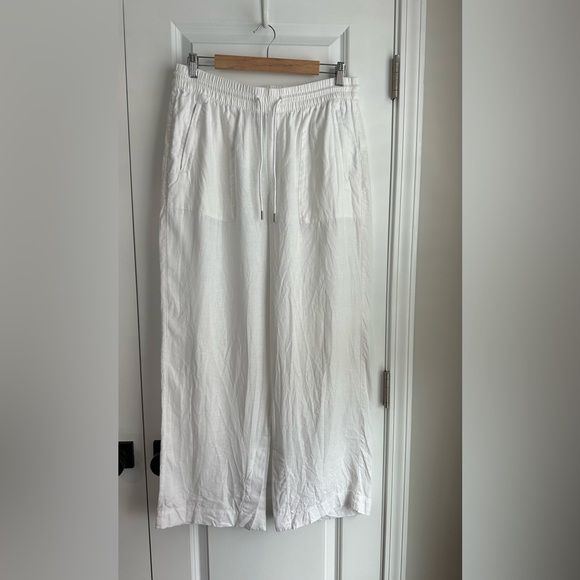 Athleta Women’s Retreat Linen High Rise Wide Leg Pant Calla Lily White Size 10 - Picture 2 of 13